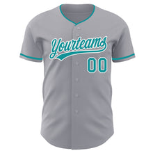 Загрузить изображение в средство просмотра галереи, Custom Gray Teal-White Authentic Baseball Jersey
