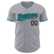 Laden Sie das Bild in den Galerie-Viewer, Custom Gray Teal-Black Authentic Baseball Jersey
