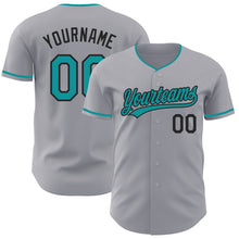 Laden Sie das Bild in den Galerie-Viewer, Custom Gray Teal-Black Authentic Baseball Jersey
