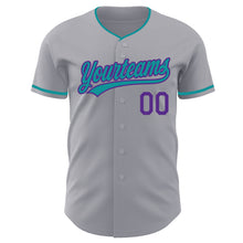 Charger l'image dans la galerie, Custom Gray Teal-Purple Authentic Baseball Jersey
