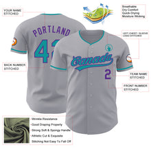 Charger l'image dans la galerie, Custom Gray Teal-Purple Authentic Baseball Jersey
