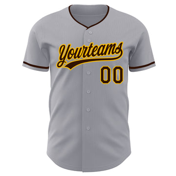 Custom Gray Brown-Gold Authentic Baseball Jersey