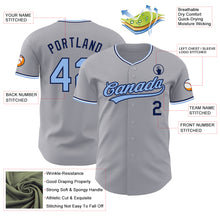 Laden Sie das Bild in den Galerie-Viewer, Custom Gray Light Blue Navy-White Authentic Baseball Jersey
