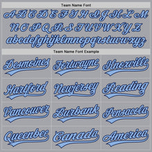 Laden Sie das Bild in den Galerie-Viewer, Custom Gray Light Blue Navy-White Authentic Baseball Jersey
