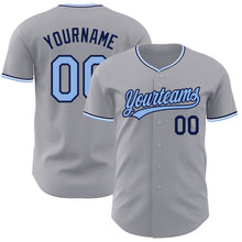Laden Sie das Bild in den Galerie-Viewer, Custom Gray Light Blue Navy-White Authentic Baseball Jersey
