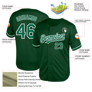 Custom Green Kelly Green-White Mesh Authentic Throwback Baseball Jersey