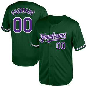 Custom Green Purple-White Mesh Authentic Throwback Baseball Jersey