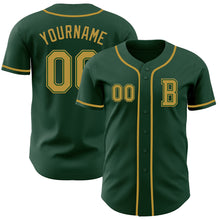 Load image into Gallery viewer, Custom Green Old Gold Authentic Baseball Jersey
