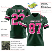 Load image into Gallery viewer, Custom Green Pink-White Authentic Football Jersey
