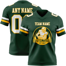 Load image into Gallery viewer, Custom Green White-Gold Authentic Football Jersey

