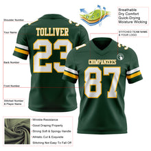 Load image into Gallery viewer, Custom Green White-Gold Authentic Football Jersey
