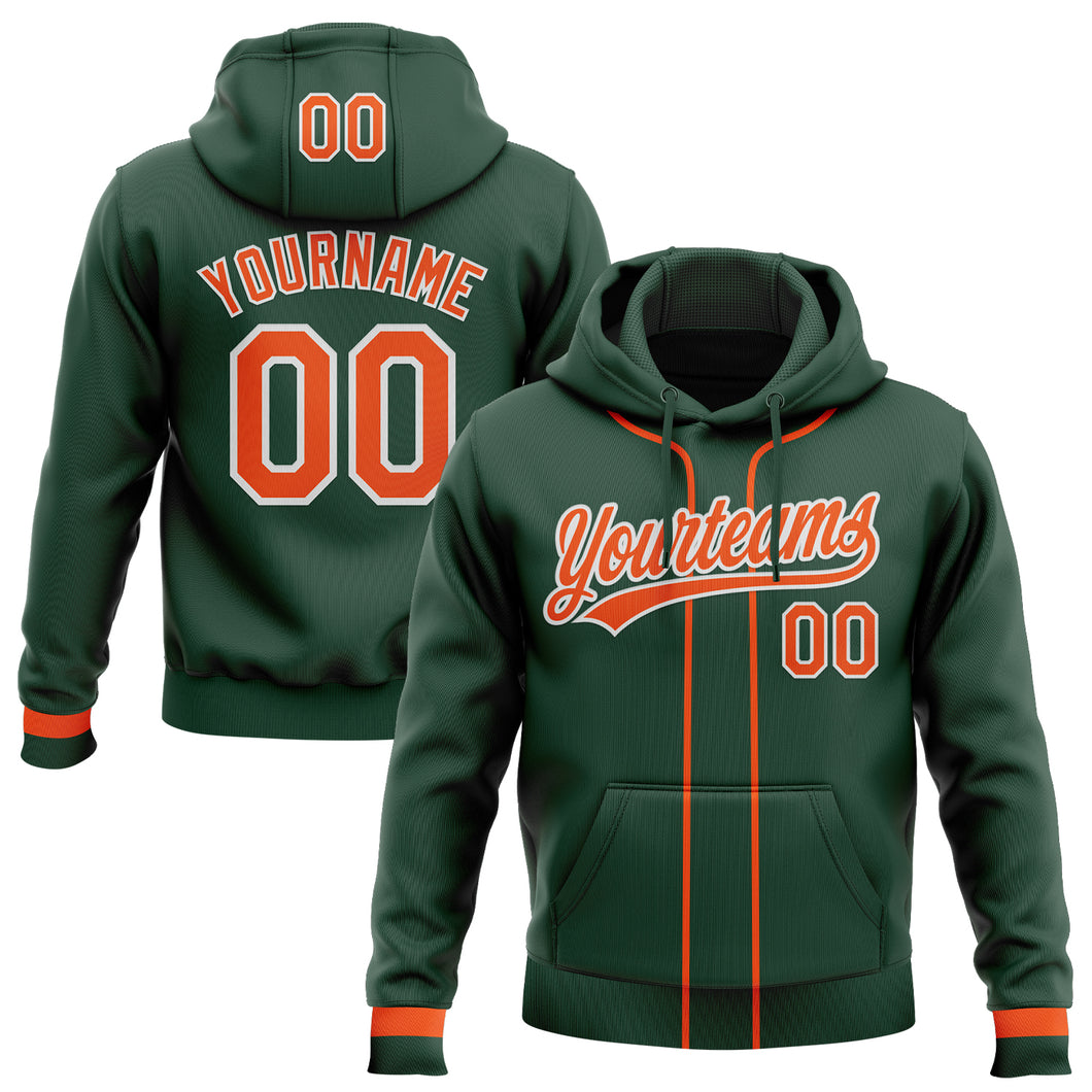 Custom Stitched Green Orange-White Baseball Pullover Sweatshirt Hoodie