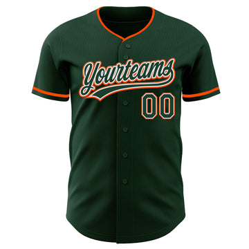 Custom Green White-Orange Authentic Baseball Jersey