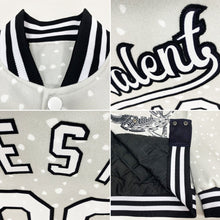 Load image into Gallery viewer, Custom White Black Merry Christmas Animals In Winter 3D Bomber Full-Snap Varsity Letterman Jacket
