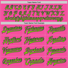 Загрузить изображение в средство просмотра галереи, Custom Pink Neon Green-Navy Bomber Full-Snap Varsity Letterman Jacket
