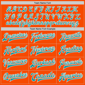 Custom Orange Teal-White Bomber Full-Snap Varsity Letterman Jacket