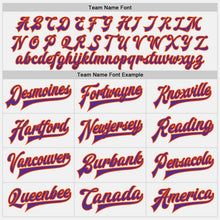 Load image into Gallery viewer, Custom White Purple Pinstripe Orange Bomber Full-Snap Varsity Letterman Jacket
