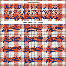 Загрузить изображение в средство просмотра галереи, Custom Orange Royal-White Check Board 3D Pattern Design Bomber Full-Snap Varsity Letterman Jacket

