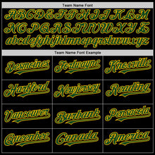 Load image into Gallery viewer, Custom Black Green-Gold Bomber Full-Snap Varsity Letterman Hoodie Jacket
