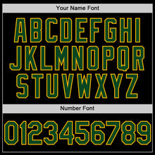 Load image into Gallery viewer, Custom Black Green-Gold Bomber Full-Snap Varsity Letterman Hoodie Jacket
