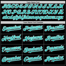 Load image into Gallery viewer, Custom Black Aqua-White Bomber Full-Snap Varsity Letterman Hoodie Jacket
