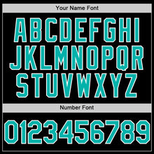 Load image into Gallery viewer, Custom Black Aqua-White Bomber Full-Snap Varsity Letterman Hoodie Jacket
