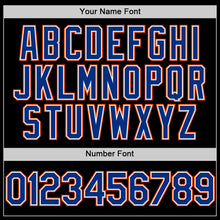Load image into Gallery viewer, Custom Black Royal-Orange Bomber Full-Snap Varsity Letterman Hoodie Jacket
