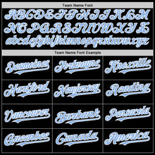 Load image into Gallery viewer, Custom Black Light Blue-White Bomber Full-Snap Varsity Letterman Hoodie Jacket
