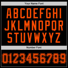 Загрузить изображение в средство просмотра галереи, Custom Black Orange Bomber Full-Snap Varsity Letterman Hoodie Jacket
