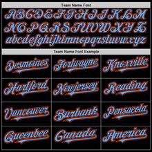 Load image into Gallery viewer, Custom Black Light Blue-Orange Bomber Full-Snap Varsity Letterman Two Tone Hoodie Jacket
