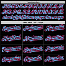 Load image into Gallery viewer, Custom Black Light Blue-Pink Bomber Full-Snap Varsity Letterman Two Tone Hoodie Jacket
