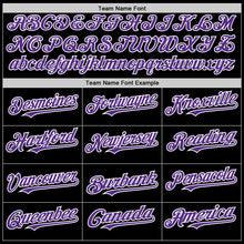 Load image into Gallery viewer, Custom Black Purple-Gold Bomber Full-Snap Varsity Letterman Two Tone Hoodie Jacket
