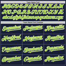 Load image into Gallery viewer, Custom Navy Neon Green-White Bomber Full-Snap Varsity Letterman Two Tone Hoodie Jacket
