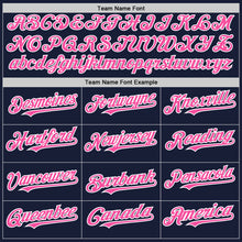 Load image into Gallery viewer, Custom Navy Pink-White Bomber Full-Snap Varsity Letterman Two Tone Hoodie Jacket
