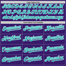 Charger l&#39;image dans la galerie, Custom Purple Aqua-White Bomber Full-Snap Varsity Letterman Two Tone Hoodie Jacket
