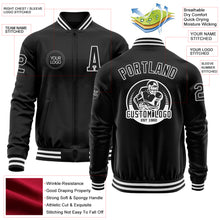 Загрузить изображение в средство просмотра галереи, Custom Black White Bomber Varsity Letterman Zipper Jacket
