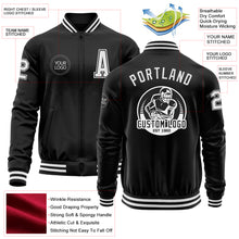 Загрузить изображение в средство просмотра галереи, Custom Black White Bomber Varsity Letterman Zipper Jacket
