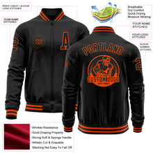 Charger l&#39;image dans la galerie, Custom Black Orange Bomber Varsity Letterman Zipper Jacket
