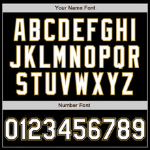Load image into Gallery viewer, Custom Black White-Old Gold Bomber Varsity Letterman Zipper Jacket
