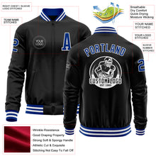 Load image into Gallery viewer, Custom Black Royal-White Bomber Varsity Letterman Zipper Jacket
