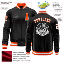 Загрузить изображение в средство просмотра галереи, Custom Black Orange-White Bomber Varsity Letterman Zipper Jacket
