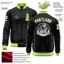 Загрузить изображение в средство просмотра галереи, Custom Black Neon Green-White Bomber Varsity Letterman Zipper Jacket
