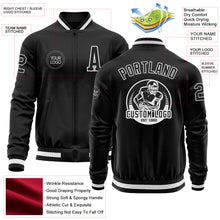 Laden Sie das Bild in den Galerie-Viewer, Custom Black White Bomber Varsity Letterman Zipper Jacket
