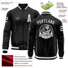 Загрузить изображение в средство просмотра галереи, Custom Black White Bomber Varsity Letterman Zipper Jacket
