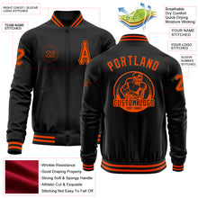 Загрузить изображение в средство просмотра галереи, Custom Black Orange Bomber Varsity Letterman Zipper Jacket
