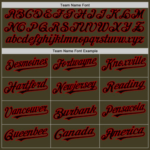 Custom Olive Black-Red Bomber Full-Snap Varsity Letterman Salute To Service Hoodie Jacket