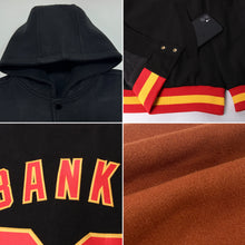 Загрузить изображение в средство просмотра галереи, Custom Texas Orange Green-Cream Bomber Full-Snap Varsity Letterman Hoodie Jacket
