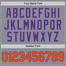 Load image into Gallery viewer, Custom Gray Orange-Purple Bomber Full-Snap Varsity Letterman Two Tone Hoodie Jacket
