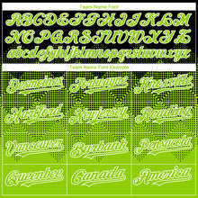 Laden Sie das Bild in den Galerie-Viewer, Custom Black Neon Green-White Gradient Square Shape 3D Pattern Design Bomber Full-Snap Varsity Letterman Hoodie Jacket
