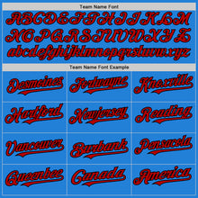 Load image into Gallery viewer, Custom Powder Blue Red-Black Bomber Full-Snap Varsity Letterman Two Tone Hoodie Jacket
